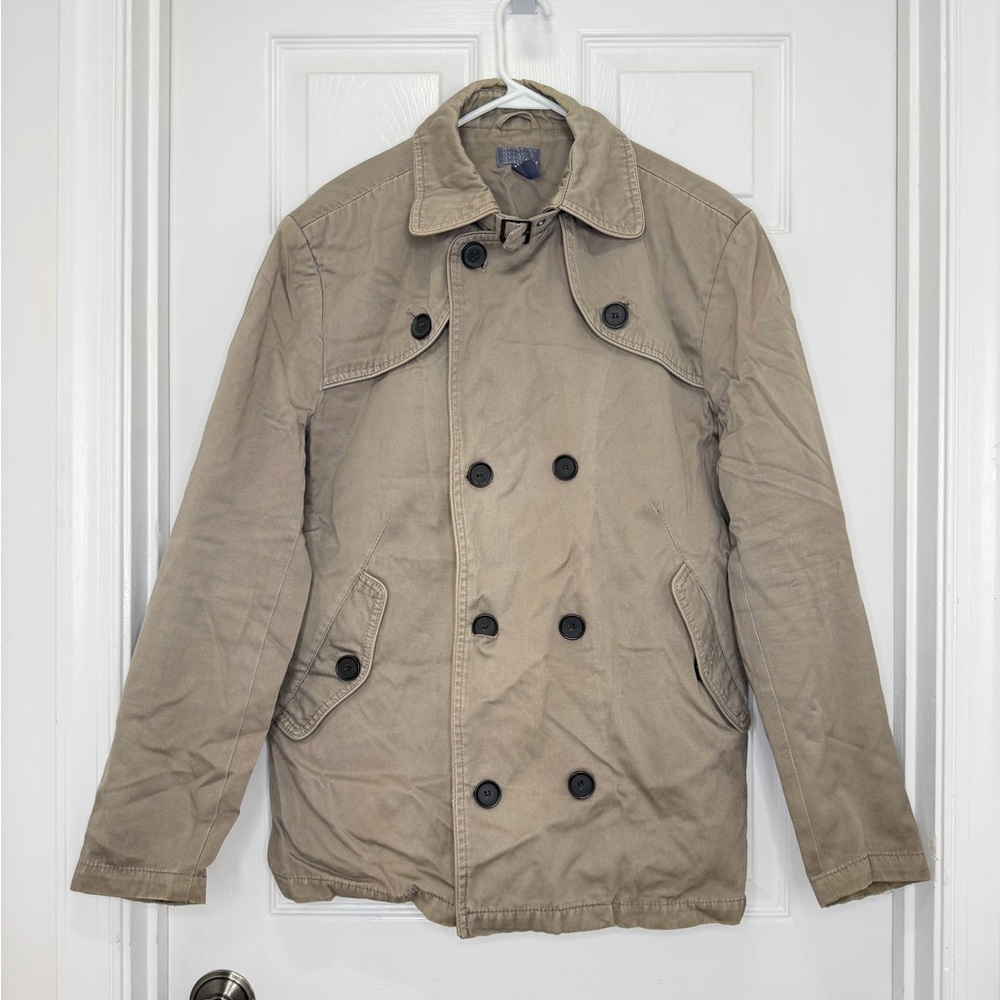 H&M Men's Beige Double-Breasted Trench Coat - Size 44 R